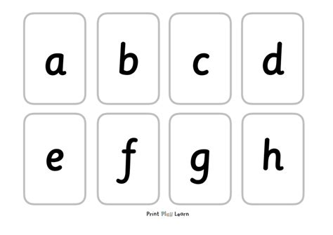 Lower case alphabet flash cards printable