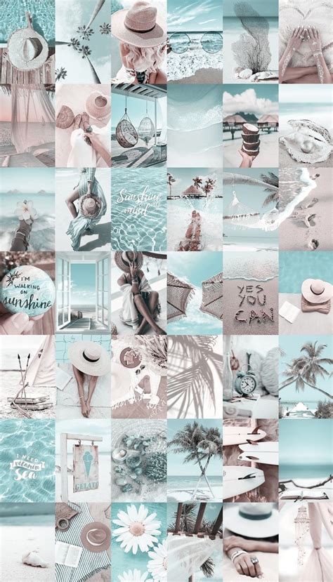 120pcs beach wall collage kit aesthetic blue boho summer etsy uk beach wall collage iphone