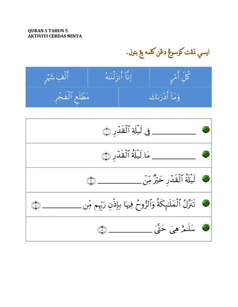 Surah Al Qadar Tahun 5 Worksheet Live Worksheets