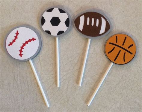 Sports Cupcake Toppers Birthday Supplies Party Decorations Etsy