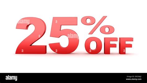 3d Render Of 25 Percent Off Sale Text Isolated Over White Background