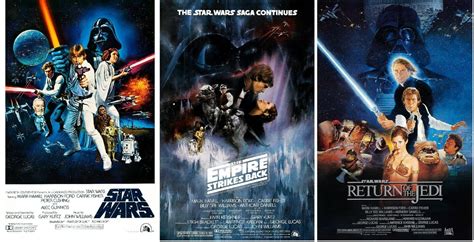 Star Wars Original Trilogy Poster Set 1977 1983 Retro Movie Poster