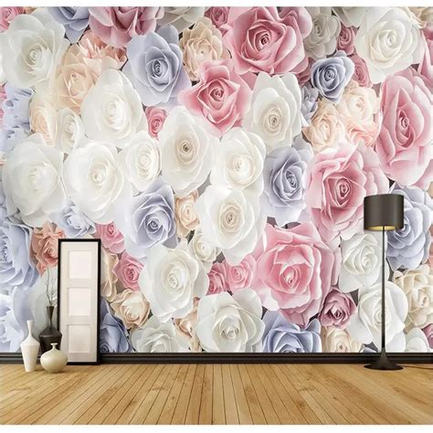 Custom 3d Wall Murals Photo Background Colored Rose Flower Luxury Wall