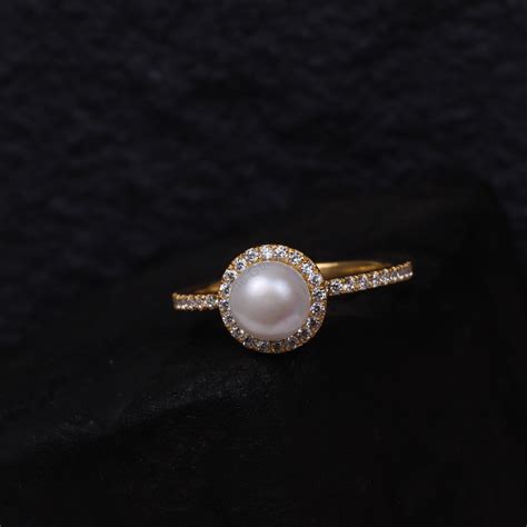 Fresh Water Pearl Ring Dainty Pearl Ring Delicate Pearl Etsy