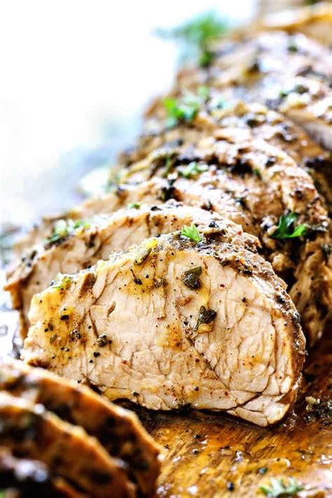 You are probably familiar with brining a turkey, and the this pork tenderloin recipe pairs beautifully with any number of sides from simple rice and a big green salad to more elaborate fair. side view of best pork tenderloin with herb butter | Pork ...