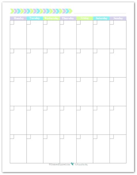 Full Page Blank Calendar Template 2 Templates Example Templates