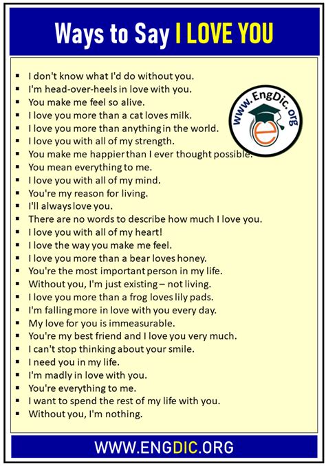Ways To Say I Love You In English Engdic