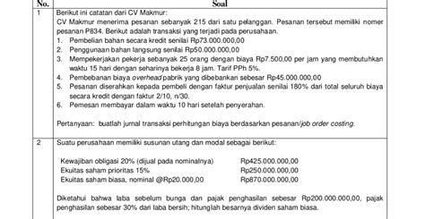 No Soal Berikut Ini Catatan Dari Cv Makmur Cv Makmur Menerima