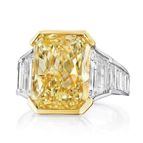 Platinum Fancy Yellow Radiant Cut Diamond Ring