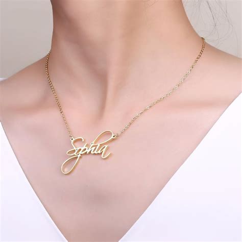 Name Necklace Personalized Solid Sterling Silver Necklace Pendent Gift Favetsy Custom Name
