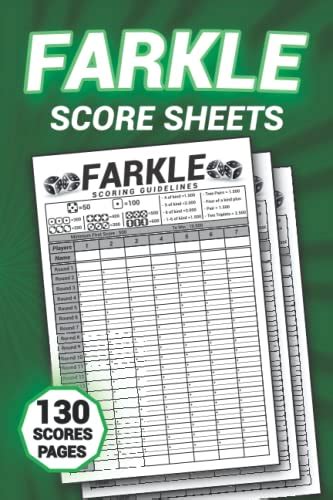 Farkle Score Sheets Score Keeping Pads For Farkel Card Game Farkle