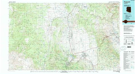 Prescott Topographical Map 1100000 Arizona Usa