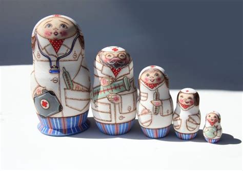 Matryoshka Russian Wooden Nesting Dolls Nurse Doctor