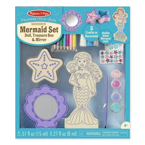 Melissa And Doug Decorate Your Own Wooden Mermaid Doll Craft Kit