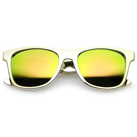 retro metallic square colored mirror lens horn rimmed sunglasses 55mm mirrored sunglass bold