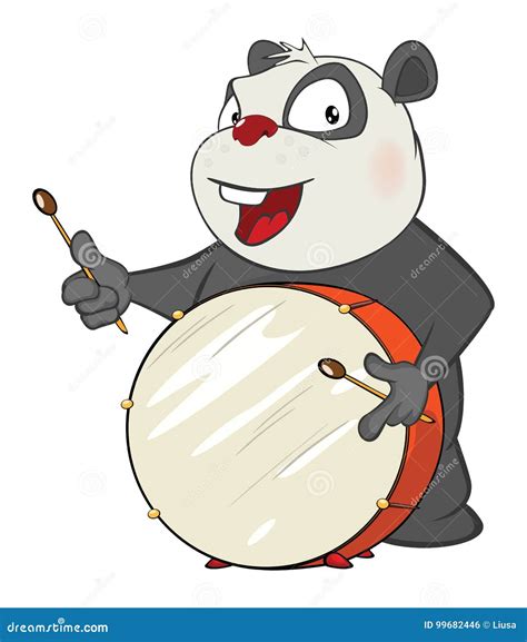 Illustration Of A Cute Panda Drummer Cartoon Character Stock Vector