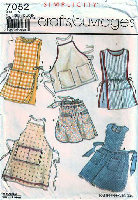 1980s Simplicity 7052 Uncut Vintage Sewing Pattern Full Apron Etsy