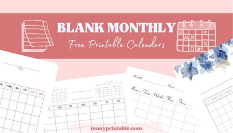 Free Printable Blank Monthly Calendars Many Printable