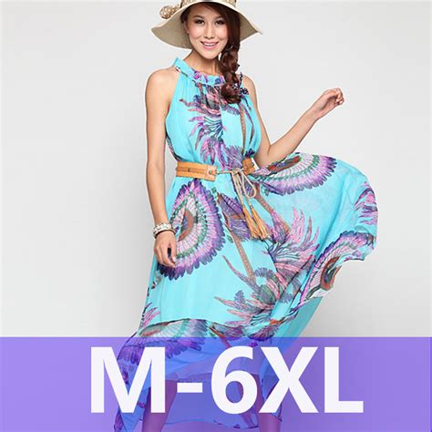 Sexy Summer Beach Dress Bohemia Chiffon Maxi Dress Plus Size 6xl 5xl