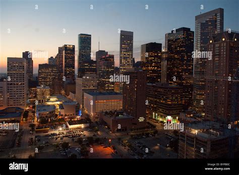 Skyline Of Downtown Houston Texas Usa Stock Photo Alamy