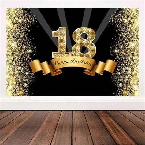 Glitter Black And Gold 18th Birthday Backdrop 18 Years Old Etsy