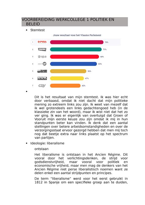 Voorbereiding Werkcollege Politiek Beleid Hogent Studocu
