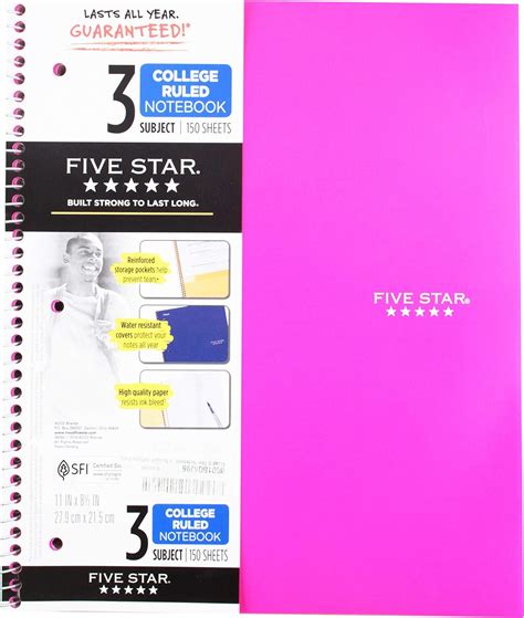 Amazon Mead Star Notebook Subject College Ruled Wirebound