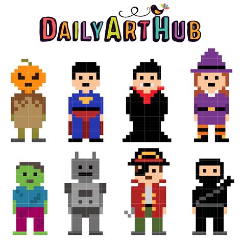 Pixel Characters Clip Art Set Daily Art Hub Free Clip Art Everyday