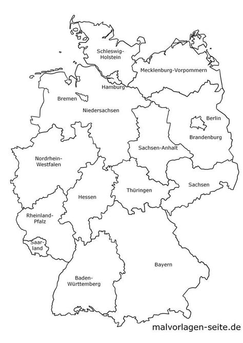 Hier können sie kostenlos ihren individuellen kalender erstellen, herunterladen und ausdrucken. Deutschland Landkarte der Bundesländer - politsche Karte ...