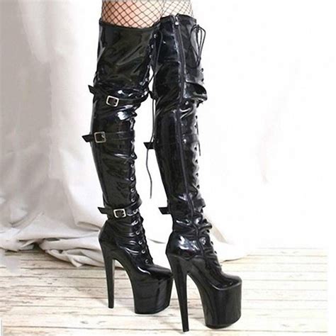 Punk Gothic Lace Up Over The Knee Boots Sexy High Platform Stiletto