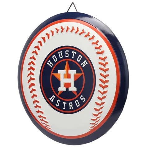 Houston Astros Round Baseball Metal Sign Open Road Brands