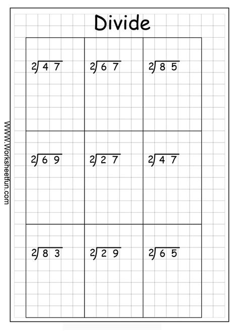 Free Printable Long Division Worksheets On Graph Paper
