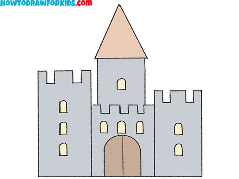 How To Draw A Simple Castle Easy Drawing Tutorial For Kids