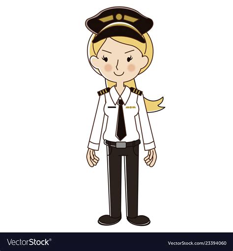 Occupations Woman Pilot Royalty Free Vector Image