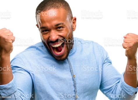African American Man With Beard Happy And Excited Expressing Winning