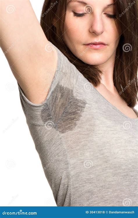 Woman Sweating Very Badly Under Armpit Stock Photo Image Of Adult