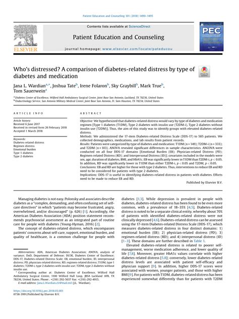 High blood sugar during pregnancy usually has no symptoms. (PDF) Who's distressed? A comparison of diabetes-related ...