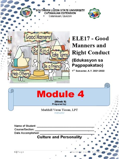 Module 4 Good Manners And Right Conduct Pdf Socialization