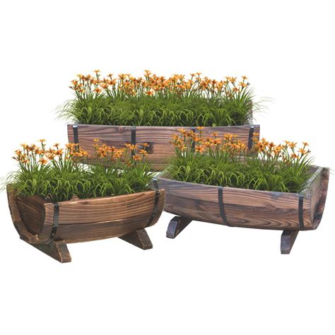 Vintiquewise Half Barrel Garden Planter - Set of 3-QI003140.3 - The Home Depot