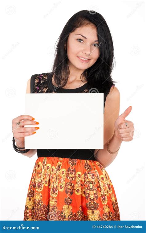 Pretty Girl And Empty White Blank Stock Photo Image Of Girl Gorgeous