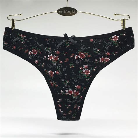 Pretty Flower Printed Adult Thong Soft Cotton T Back Sexy Panty Girls Panties Sexy G String Sexy
