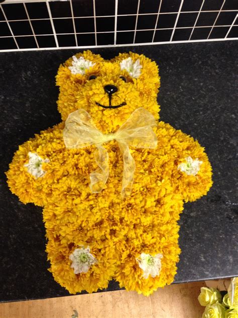 Golden Teddy Bear Funeral Flowers Tribute Funeral Flowers Funeral