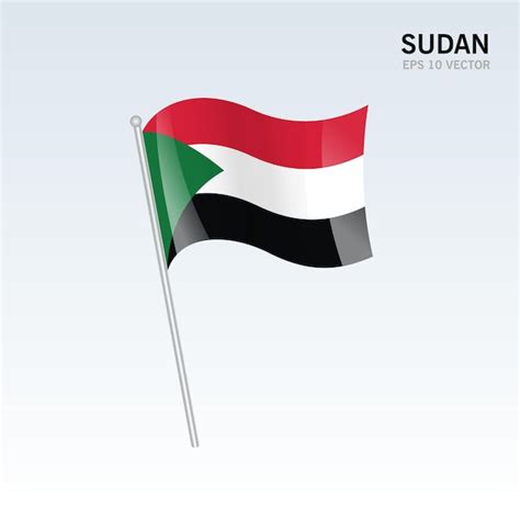sudán ondeando la bandera aislado en gris vector premium