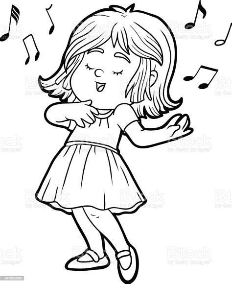 Coloring Book Little Girl Is Singing A Song Stock Illustration Download Image Now Istock