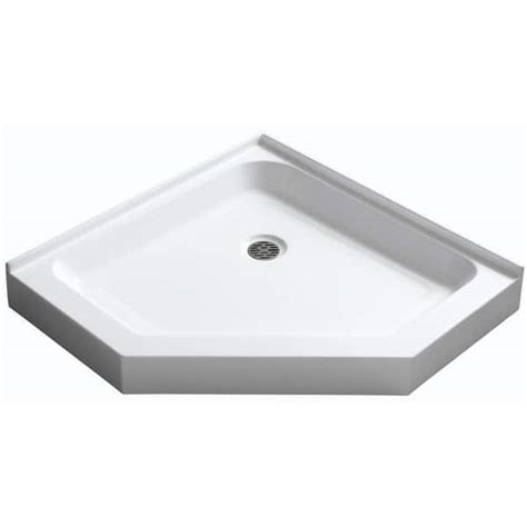 Randi 36 X 36 In Neo Angle Double Threshold Shower Base In White Overstock 17630062