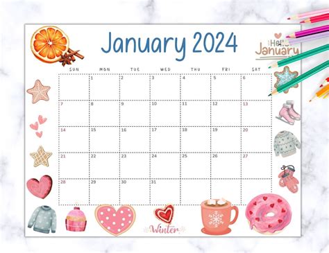 Editable January 2024 Calendar Printable Classroom Calendar Printable