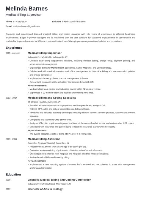 Medical Billing Resume Sample And Writing Guide 20 Tips