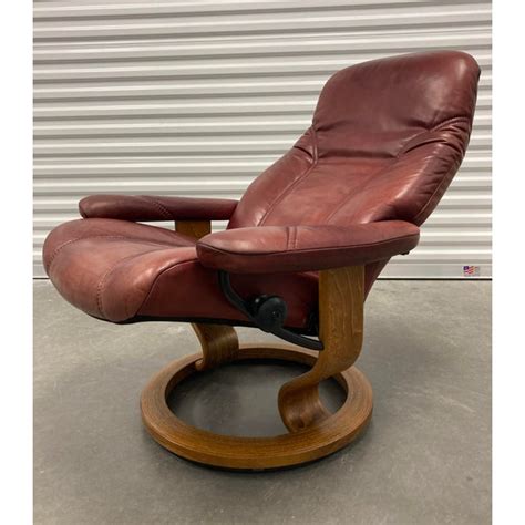 Ekornes Stressless Model “consul” Leather Reclining Lounge Chair Chairish