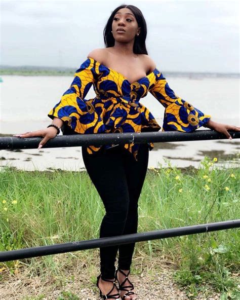 See more of model de pagne on facebook. Yellow & Blue Ankara flare sleeve wrap top | Latest ...