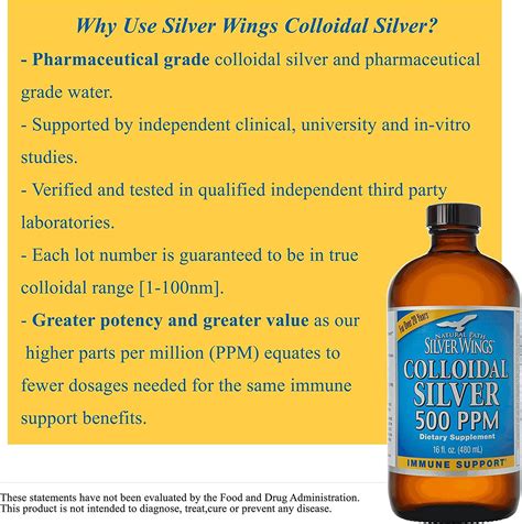 Natural Path Silver Wings Colloidal Silver 500 Ppm Pure Mineral
